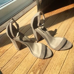 Lulu’s Taylor Natural Suede Ankle Strap Heels